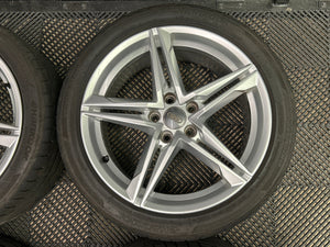SET OF 4 USED OEM AUDI A4 B9 S LINE 18" ALLOY WHEELS AND TYRES 8W0601025R 8J